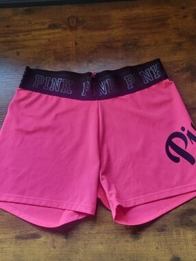 Victoria's Secret PINK Athletic Compression Shorts Logo Waist Pink Women's Small